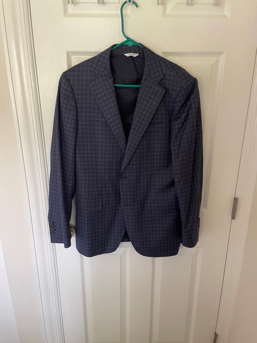 Cardinal of Canada Men's Navy Checked Single-Breasted Blazer
